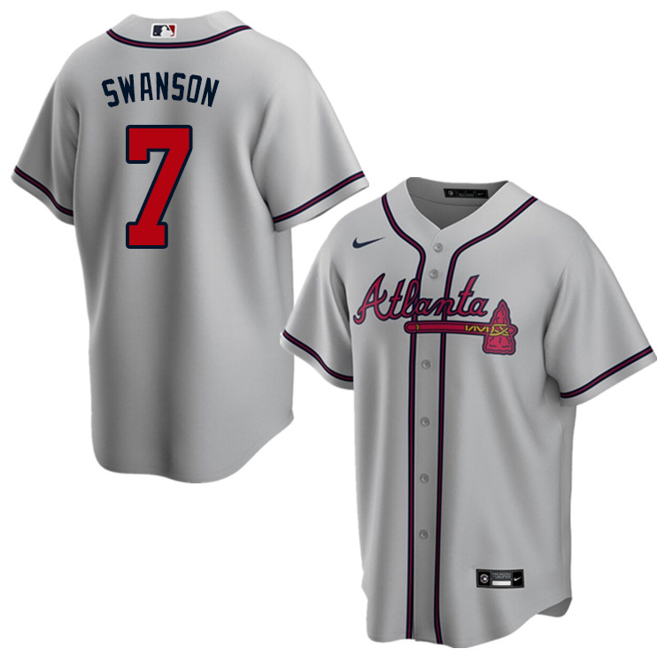 Nike Men #7 Dansby Swanson Atlanta Braves Baseball Jerseys Sale-Gray